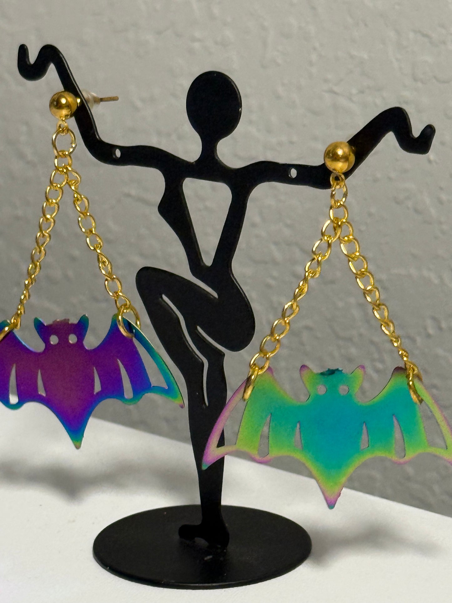 Metal Bat Earrings